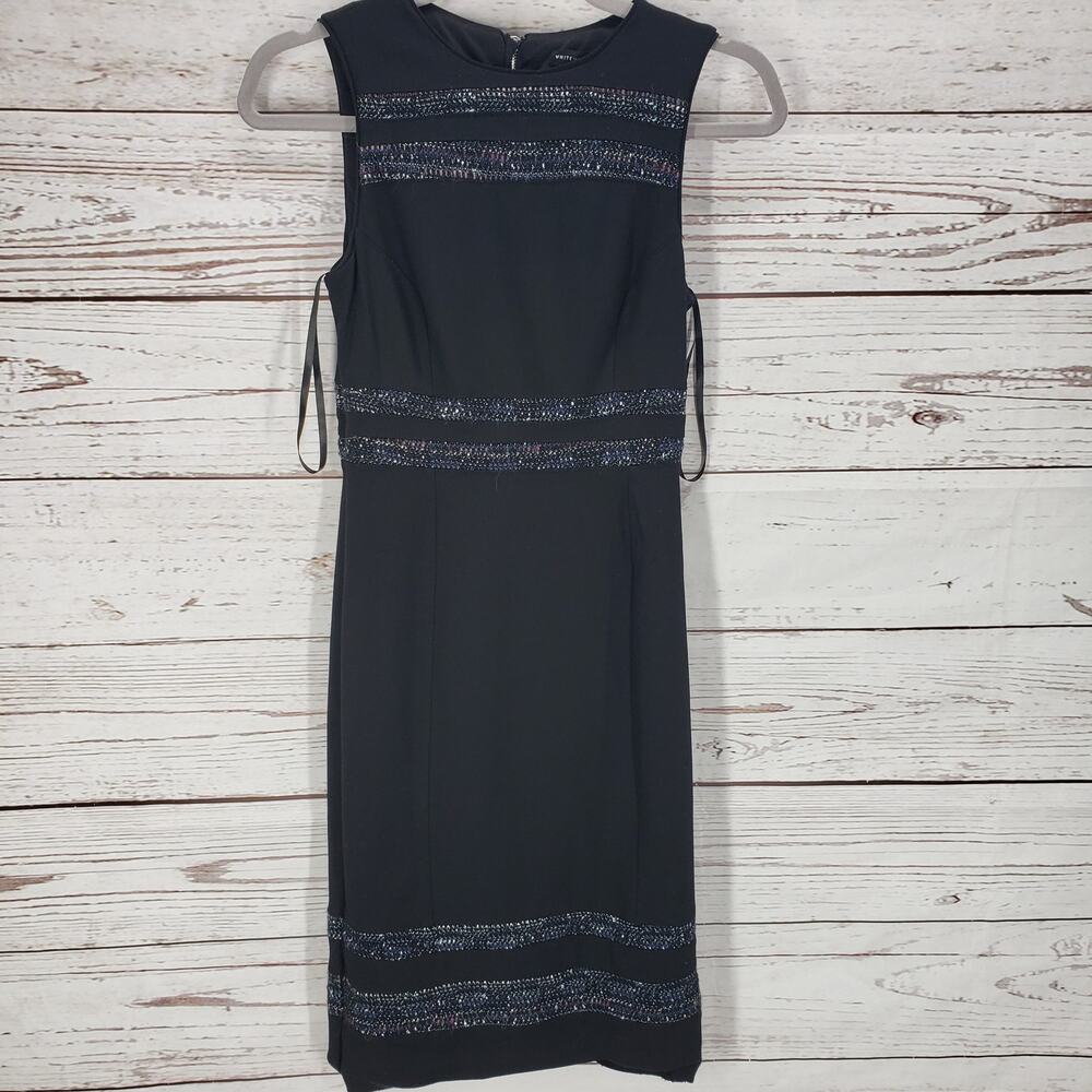 White House Black Market Women's Black Contrast Sheath Dress Size 0P